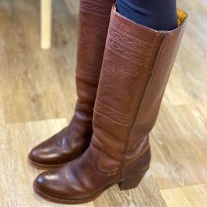 Frye knee high heeled boots